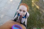 Ginger teen slides big cock down the shaved peach in extreme